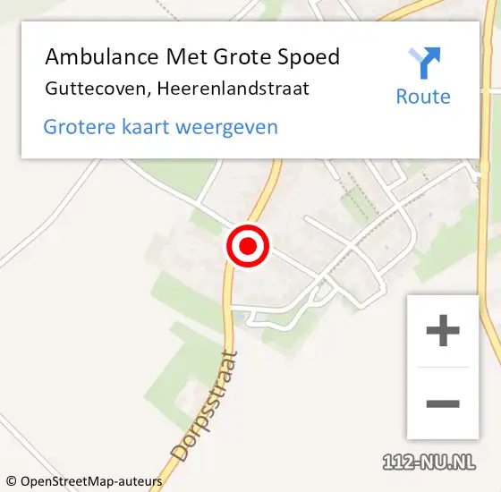 Locatie op kaart van de 112 melding: Ambulance Met Grote Spoed Naar Guttecoven, Heerenlandstraat op 5 november 2014 00:16