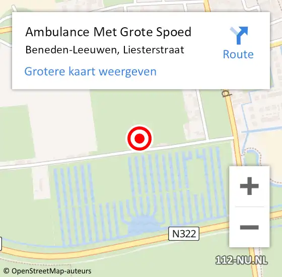 Locatie op kaart van de 112 melding: Ambulance Met Grote Spoed Naar Beneden-Leeuwen, Liesterstraat op 5 november 2014 00:32