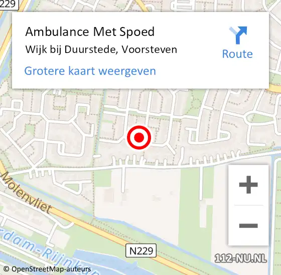 Locatie op kaart van de 112 melding: Ambulance Met Spoed Naar Wijk bij Duurstede, Voorsteven op 5 november 2014 00:49