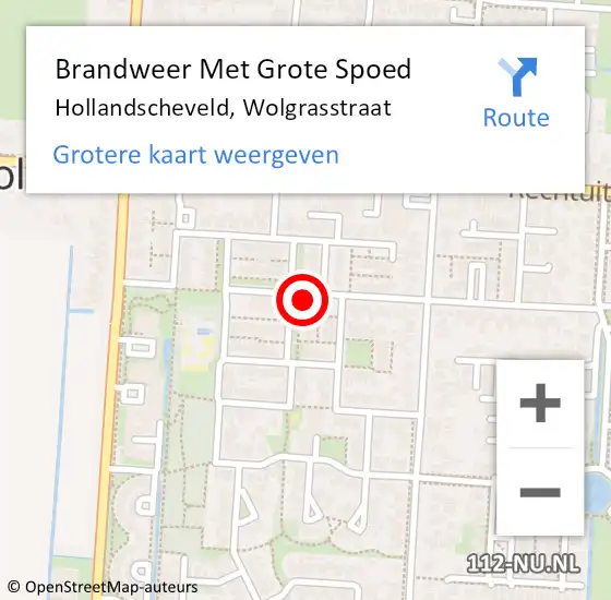 Locatie op kaart van de 112 melding: Brandweer Met Grote Spoed Naar Hollandscheveld, Wolgrasstraat op 5 november 2014 02:32