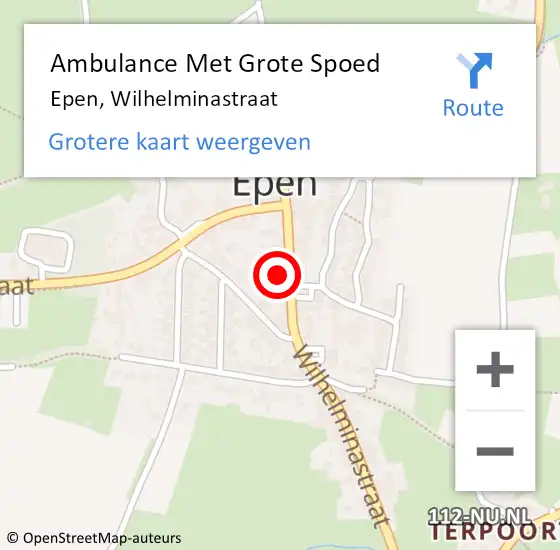 Locatie op kaart van de 112 melding: Ambulance Met Grote Spoed Naar Epen, Wilhelminastraat op 5 november 2014 02:34