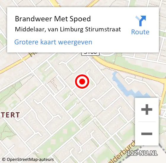 Locatie op kaart van de 112 melding: Brandweer Met Spoed Naar Middelaar, van Limburg Stirumstraat op 5 november 2014 02:53