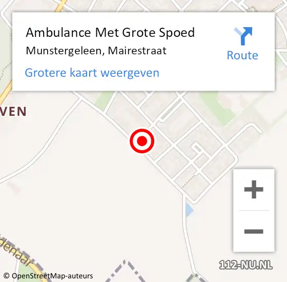 Locatie op kaart van de 112 melding: Ambulance Met Grote Spoed Naar Munstergeleen, Mairestraat op 5 november 2014 03:20