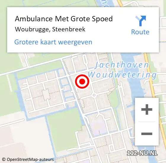 Locatie op kaart van de 112 melding: Ambulance Met Grote Spoed Naar Woubrugge, Steenbreek op 5 november 2014 03:38