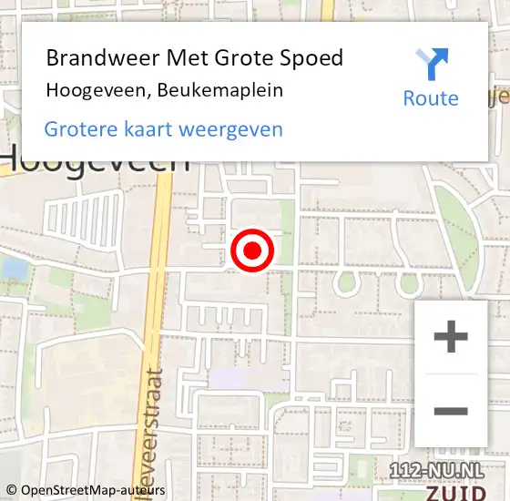 Locatie op kaart van de 112 melding: Brandweer Met Grote Spoed Naar Hoogeveen, Beukemaplein op 5 november 2014 05:21