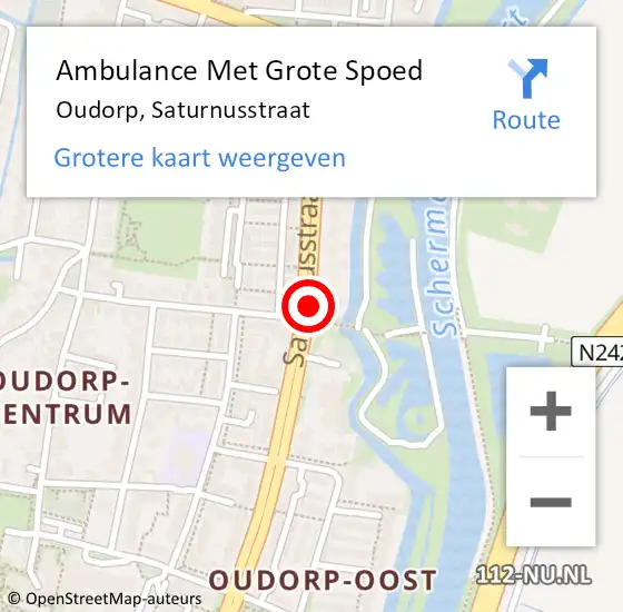 Locatie op kaart van de 112 melding: Ambulance Met Grote Spoed Naar Oudorp, Saturnusstraat op 5 november 2014 06:01