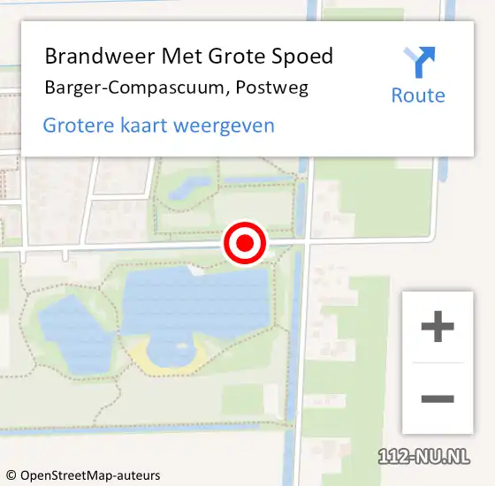 Locatie op kaart van de 112 melding: Brandweer Met Grote Spoed Naar Barger-Compascuum, Postweg op 5 november 2014 06:10