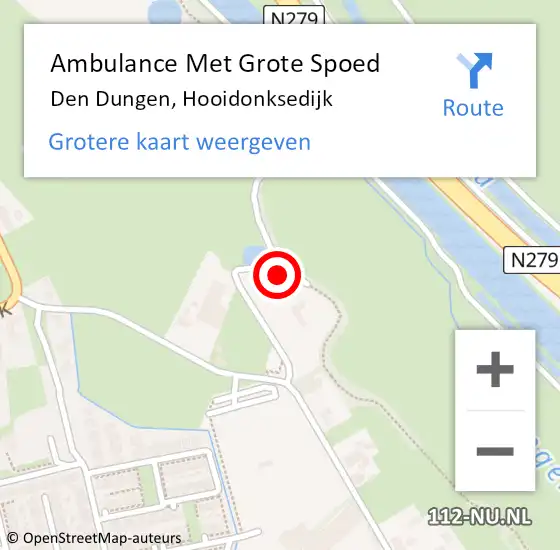 Locatie op kaart van de 112 melding: Ambulance Met Grote Spoed Naar Den Dungen, Hooidonksedijk op 5 november 2014 06:14