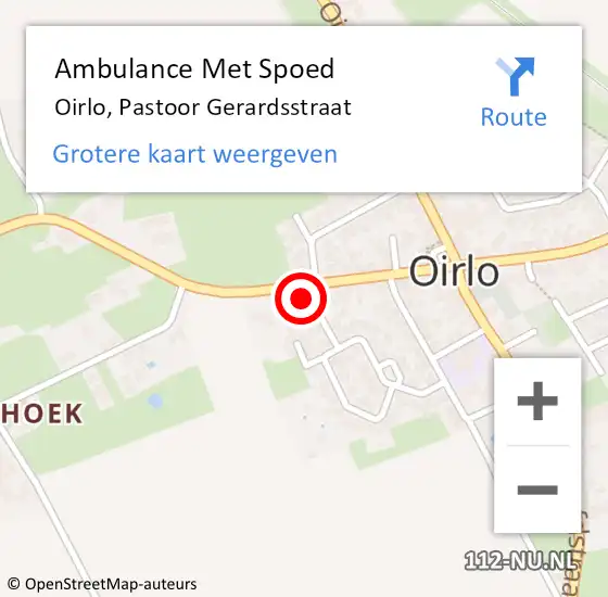 Locatie op kaart van de 112 melding: Ambulance Met Spoed Naar Oirlo, Pastoor Gerardsstraat op 5 november 2014 07:28