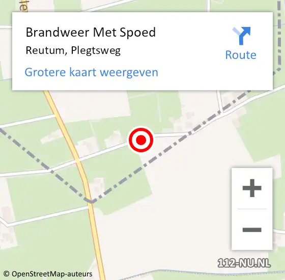 Locatie op kaart van de 112 melding: Brandweer Met Spoed Naar Reutum, Plegtsweg op 5 november 2014 07:31