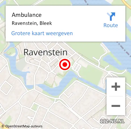Locatie op kaart van de 112 melding: Ambulance Ravenstein, Bleek op 5 november 2014 07:45