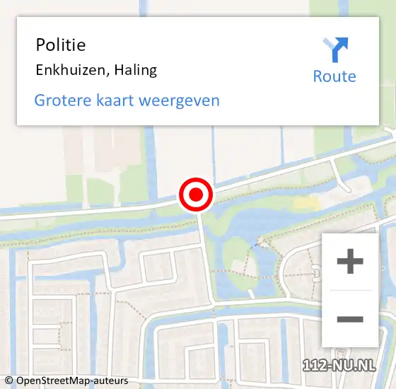 Locatie op kaart van de 112 melding: Politie Enkhuizen, Haling op 5 november 2014 07:46