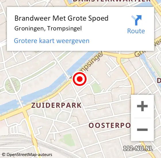 Locatie op kaart van de 112 melding: Brandweer Met Grote Spoed Naar Groningen, Trompsingel op 1 februari 2025 20:23