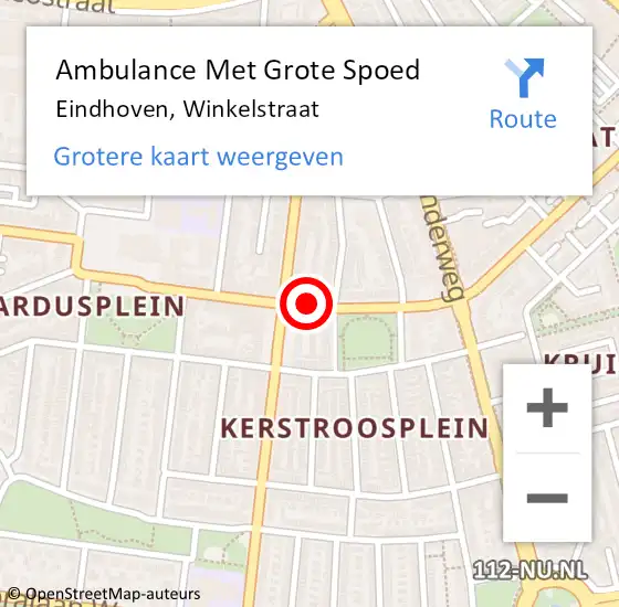 Locatie op kaart van de 112 melding: Ambulance Met Grote Spoed Naar Eindhoven, Winkelstraat op 5 november 2014 07:53