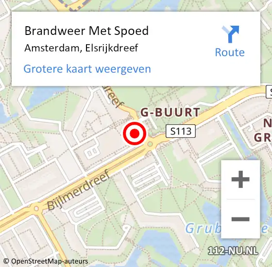 Locatie op kaart van de 112 melding: Brandweer Met Spoed Naar Amsterdam, Elsrijkdreef op 2 februari 2025 02:07