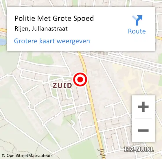 Locatie op kaart van de 112 melding: Politie Met Grote Spoed Naar Rijen, Julianastraat op 2 februari 2025 03:06