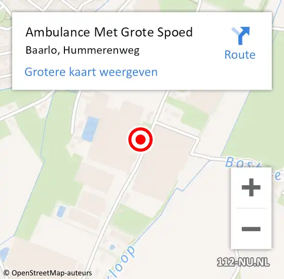 Locatie op kaart van de 112 melding: Ambulance Met Grote Spoed Naar Baarlo, Hummerenweg op 5 november 2014 08:35