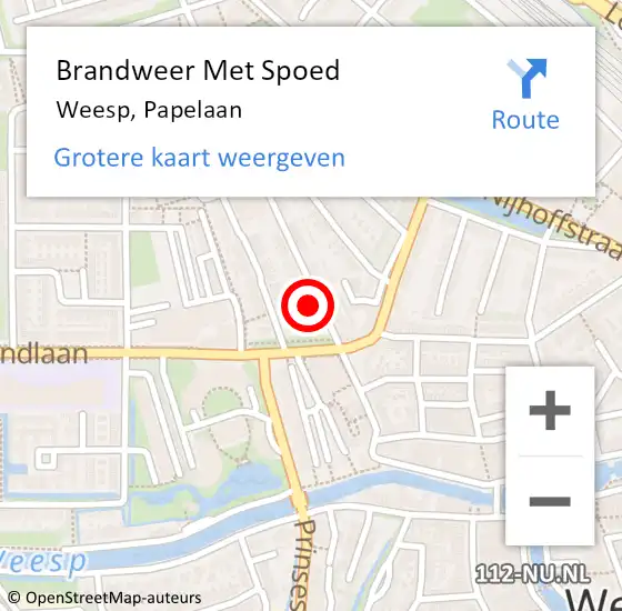 Locatie op kaart van de 112 melding: Brandweer Met Spoed Naar Weesp, Papelaan op 2 februari 2025 07:49