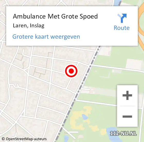 Locatie op kaart van de 112 melding: Ambulance Met Grote Spoed Naar Laren, Inslag op 5 november 2014 09:02