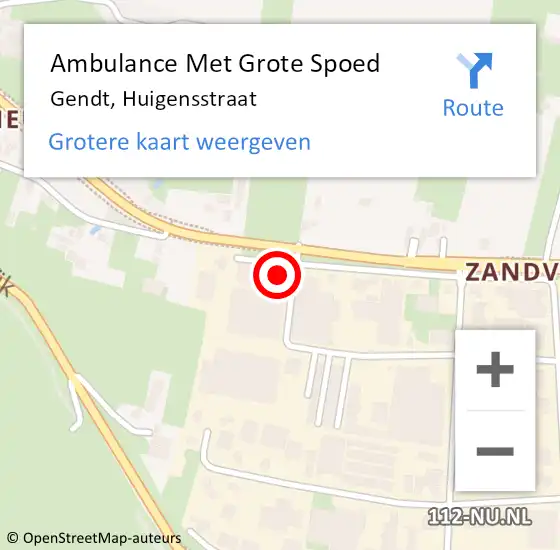 Locatie op kaart van de 112 melding: Ambulance Met Grote Spoed Naar Gendt, Huigensstraat op 5 november 2014 09:03