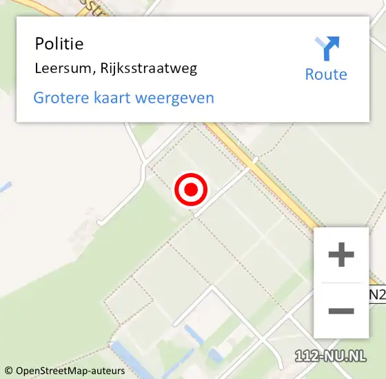 Locatie op kaart van de 112 melding: Politie Leersum, Rijksstraatweg op 2 februari 2025 16:10