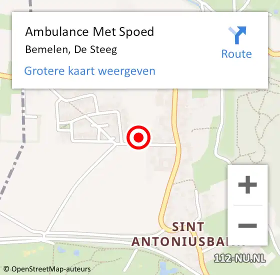 Locatie op kaart van de 112 melding: Ambulance Met Spoed Naar Bemelen, De Steeg op 5 november 2014 09:20