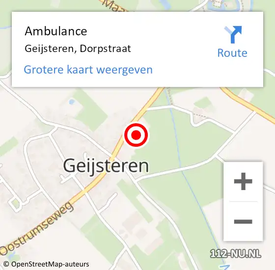 Locatie op kaart van de 112 melding: Ambulance Geijsteren, Dorpstraat op 5 november 2014 09:57