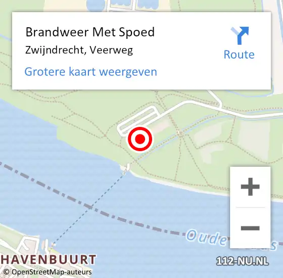 Locatie op kaart van de 112 melding: Brandweer Met Spoed Naar Zwijndrecht, Veerweg op 3 februari 2025 08:24