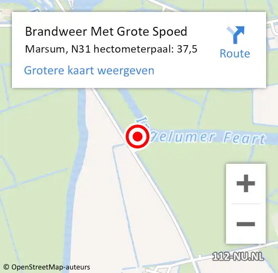 Locatie op kaart van de 112 melding: Brandweer Met Grote Spoed Naar Marsum, N31 hectometerpaal: 37,5 op 5 november 2014 10:24