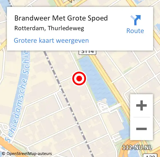Locatie op kaart van de 112 melding: Brandweer Met Grote Spoed Naar Rotterdam, Thurledeweg op 3 februari 2025 10:07
