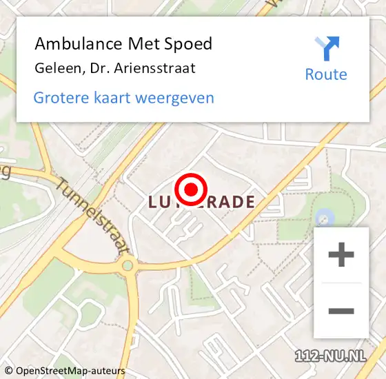 Locatie op kaart van de 112 melding: Ambulance Met Spoed Naar Geleen, Dr. Ariensstraat op 5 november 2014 10:43