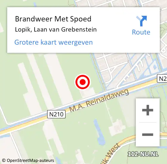 Locatie op kaart van de 112 melding: Brandweer Met Spoed Naar Lopik, Laan van Grebenstein op 3 februari 2025 15:01