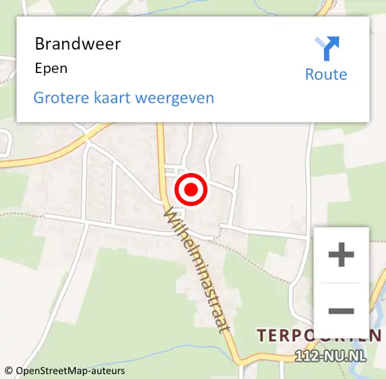 Locatie op kaart van de 112 melding: Brandweer Epen op 5 november 2014 11:12