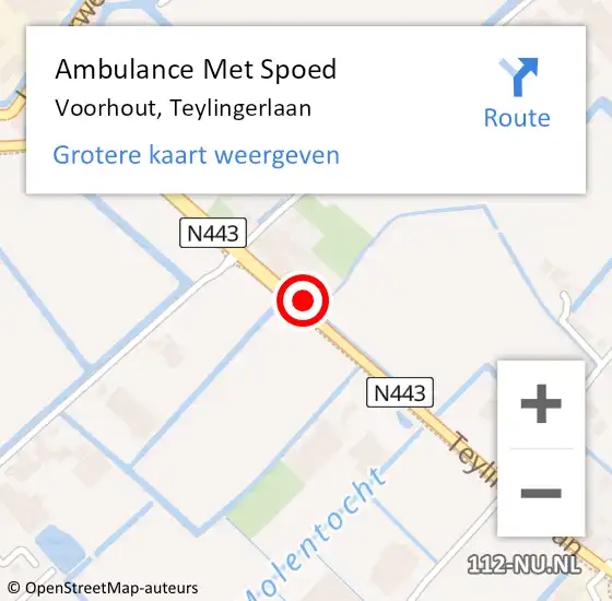 Locatie op kaart van de 112 melding: Ambulance Met Spoed Naar Voorhout, Teylingerlaan op 3 februari 2025 17:40