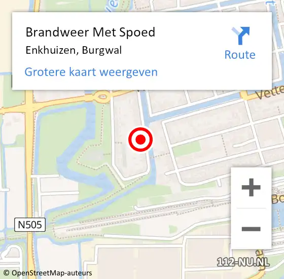Locatie op kaart van de 112 melding: Brandweer Met Spoed Naar Enkhuizen, Burgwal op 4 februari 2025 08:14
