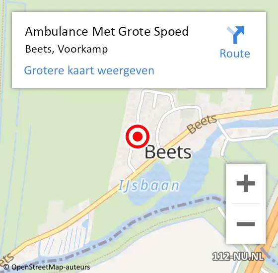 Locatie op kaart van de 112 melding: Ambulance Met Grote Spoed Naar Beets, Voorkamp op 5 november 2014 12:28