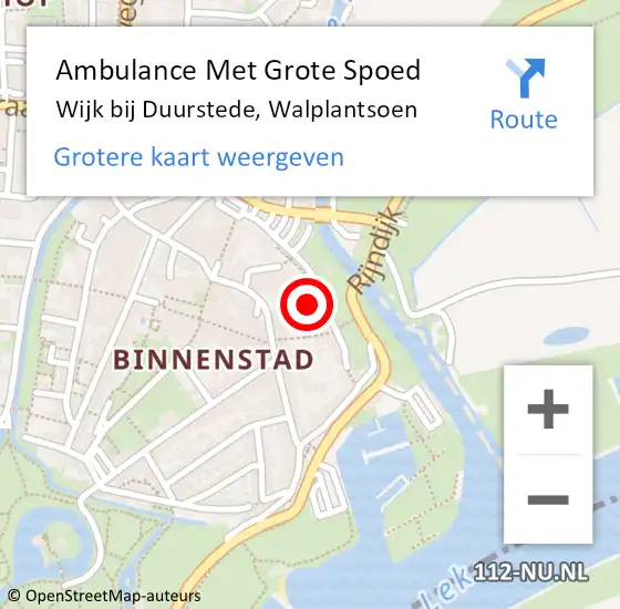 Locatie op kaart van de 112 melding: Ambulance Met Grote Spoed Naar Wijk bij Duurstede, Walplantsoen op 20 oktober 2013 00:19