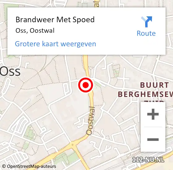 Locatie op kaart van de 112 melding: Brandweer Met Spoed Naar Oss, Oostwal op 4 februari 2025 13:41