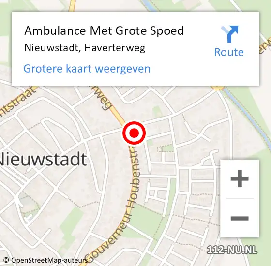 Locatie op kaart van de 112 melding: Ambulance Met Grote Spoed Naar Nieuwstadt, Haverterweg op 5 november 2014 12:40