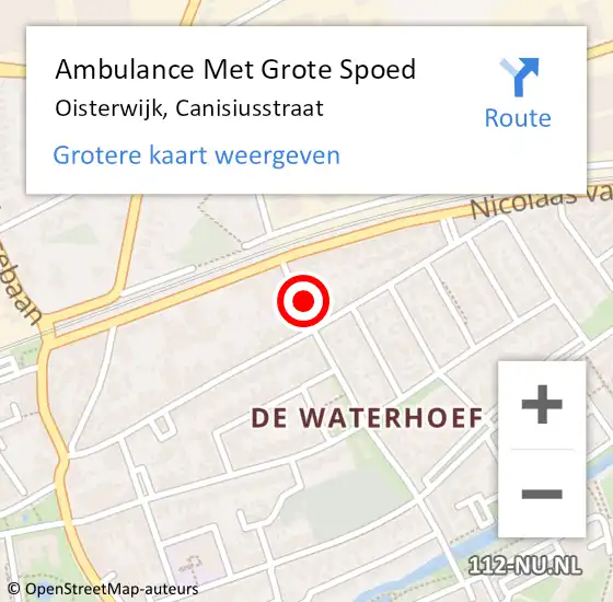 Locatie op kaart van de 112 melding: Ambulance Met Grote Spoed Naar Oisterwijk, Canisiusstraat op 5 november 2014 13:20