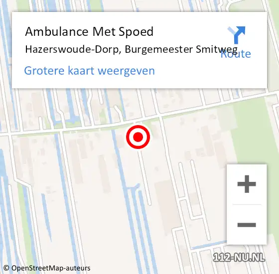 Locatie op kaart van de 112 melding: Ambulance Met Spoed Naar Hazerswoude-Dorp, Burgemeester Smitweg op 4 februari 2025 20:57