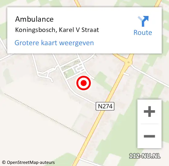 Locatie op kaart van de 112 melding: Ambulance Koningsbosch, Karel V Straat op 5 november 2014 13:23