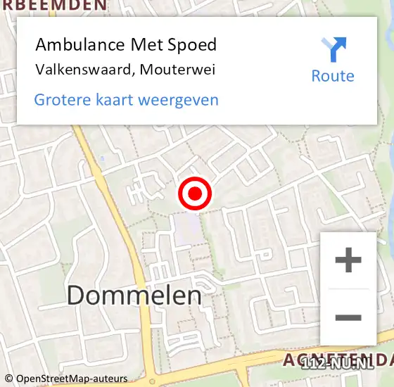 Locatie op kaart van de 112 melding: Ambulance Met Spoed Naar Valkenswaard, Mouterwei op 5 november 2014 13:38