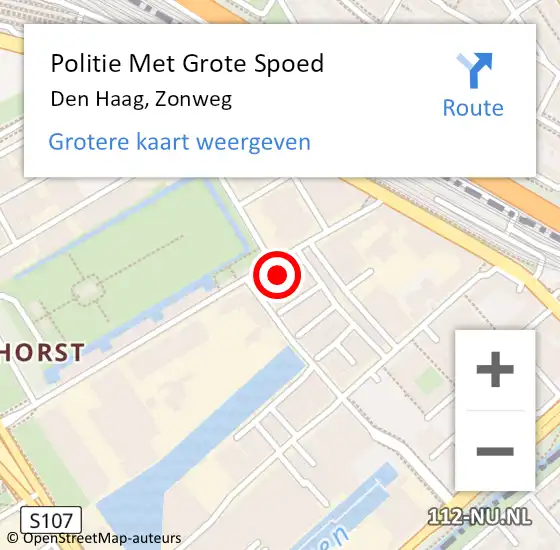 Locatie op kaart van de 112 melding: Politie Met Grote Spoed Naar Den Haag, Zonweg op 5 februari 2025 07:15