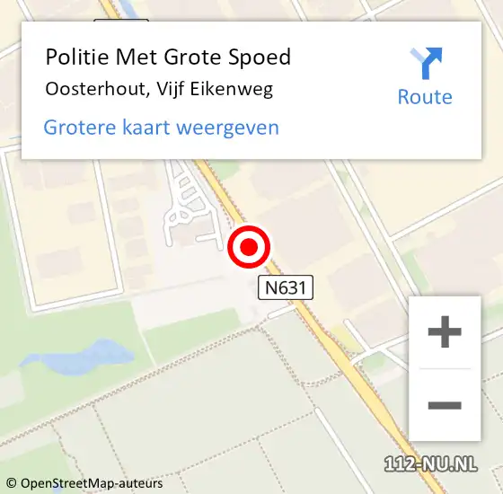 Locatie op kaart van de 112 melding: Politie Met Grote Spoed Naar Oosterhout, Vijf Eikenweg op 5 februari 2025 10:23