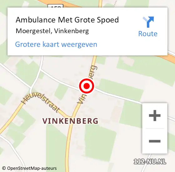 Locatie op kaart van de 112 melding: Ambulance Met Grote Spoed Naar Moergestel, Vinkenberg op 5 november 2014 14:07