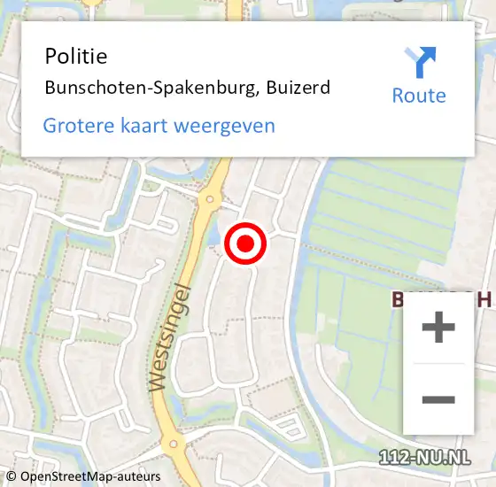 Locatie op kaart van de 112 melding: Politie Bunschoten-Spakenburg, Buizerd op 5 februari 2025 11:37