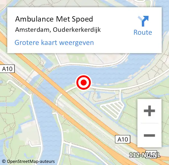 Locatie op kaart van de 112 melding: Ambulance Met Spoed Naar Amsterdam, Ouderkerkerdijk op 5 februari 2025 14:20