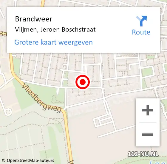 Locatie op kaart van de 112 melding: Brandweer Vlijmen, Jeroen Boschstraat op 5 november 2014 14:40
