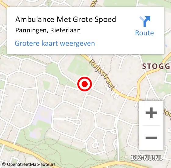 Locatie op kaart van de 112 melding: Ambulance Met Grote Spoed Naar Panningen, Rieterlaan op 5 november 2014 14:42